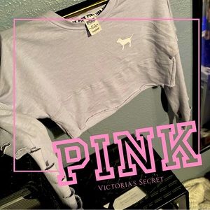 Lavender VS Pink cropped distressed pullover